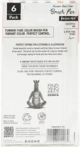 ZEBRA PEN Brush, Point, Assorted Colors, 6-Count Zebra FUNWARI Pen ST 6/PKG, 6-Pack