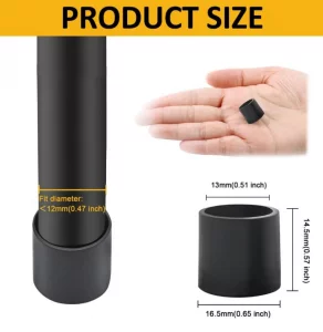 Auvotuis 32Pcs Less 0.47 Inch (12mm) PVC Chair Leg Tips, Round Non-Slip Folding Chair Leg End Caps Black Small Furniture Table Feet Caps Floor Protec