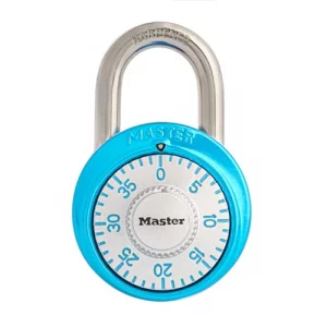 Master Lock Light Blue Gym Locker Lock, Indoor Combination Padlock with Aluminum Cover for School Locker, 3-Digit Code, 1561DLTBLU