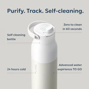 LARQ PureVis 2 Self Cleaning Water Bottle - UV Water Purifier with Filter Straw, Smart App Hydration Tracking, Insulated Stainless Steel - Granite Wh
