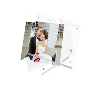 Magicool Premium Acrylic Photo Frame- Magnet Photo Frame -Double Sied Thick Desktop Frames (3.5x5 2 pack)