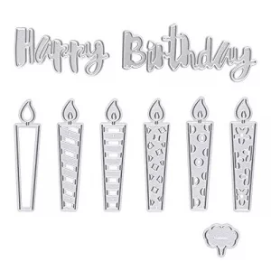 Happy Birthday Candle Cutting Dies Stencil Metal Template Moulds, Embossing Tool for Album Paper Card Making Scrapbooking DIY Etched Dies Craft