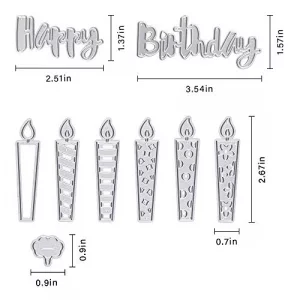 Happy Birthday Candle Cutting Dies Stencil Metal Template Moulds, Embossing Tool for Album Paper Card Making Scrapbooking DIY Etched Dies Craft