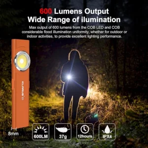 klarus E5 Pocket Flashlight, Rechargeable EDC Flashlight, Super Slim 4.2x1x0.3inch, 600 Lumens, USB-C Port, IPX4, Dual Light Source with Magnetic Bas