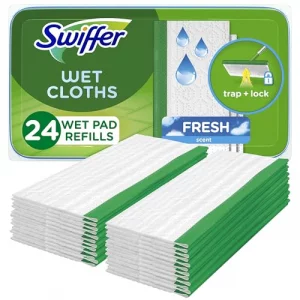 Swiffer Sweep + Mop, Wet Pads Refill, Floor Cleaner for Dirt, Dust, Hair, Cleaning Cloths for Mopping Home, Bathroom, Kitchen, All Purpose Multi-Surf