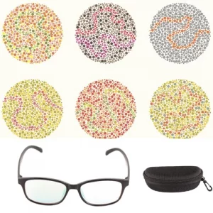 NSXAYIWE Color Blind Glasses for Men Women, Red Green Colorblind Correcting Glasses with Case, Transparent Black Frame Colorblindness Color Correctin