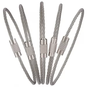 Pawfly 6 Inch Wire Keychain Cable Large Stainless Steel Key Ring Loop Holder for Outdoor Hiking Heavy Duty Connectable Luggage Tag Keeper for Sport a