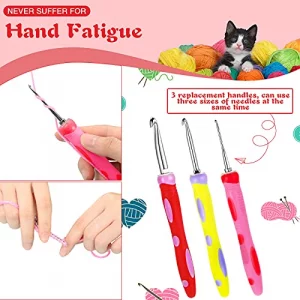 12 Sizes 2.0 mm to 8 mm Crochet Hooks Set, 3 Pcs Soft Grip Ergonomic Interchangeable Handle Crochet Hooks Beginner Knitting Kit Gift for DIY Crafts K