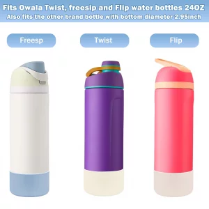 LUCKINEE 2Pcs Protective Silicone Boot Bottom Base for Owala FreeSip Twist and Flip Flask 24OZ, and Compatible with Stanly Cup Tumbler 20-40oz and Mo