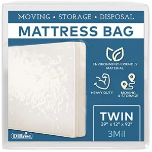 Mattress Storage Bag - Twin Size Thick Plastic Moving Cover, Transport, Disposal and Protector - 3 mil Heavy Duty Reusable Clear Waterproof Mattress