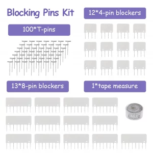 LAMXD Knit Blocking Pins Kit - 25 Pcs Knit Blockers & 100 T-pins Kit for Blocking Mats- Knit Blocking Combs for Blocking Knitting, Crochet, Lace or N