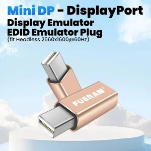 FUERAN Mini DP - DisplayPort Display Emulator EDID Emulator Plug (fit Headless 2560x1600@60Hz) Display Port Dummy Plug (Mini dp 1P)