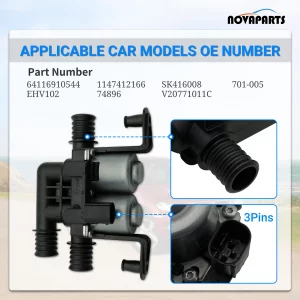 NOVAPARTS 64116910544 Heater Control Valve for 2004-2018 BMW E53 E70 F15 X5 2008-2019 BMW E71 F16 X6 1147412166 EHV102 701-005 Water Control Valve