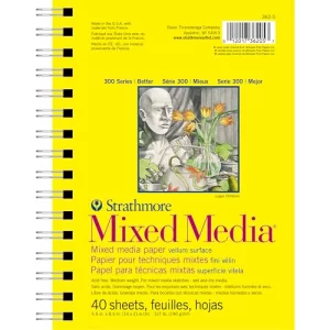 Strathmore 300 Series Mixed Media Paper Pad, Side Wire Bound, 5.5x8.5 inches, 40 Sheets (117lb/190g) - Artist Paper for Adults and Students - Waterco
