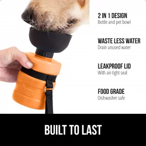 GORILLA GRIP Dog Water Bottle, Portable Water Bowl Dispenser for Dogs, 16 oz Leak Proof Pet Travel Squeeze Bottles, Food Grade Silicone, To Go Puppy