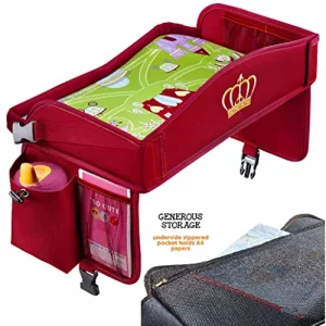 Coolmum Kids Travel Tray, Toddler Car Seat Tray, Double Sided Activity Organizer, Snack Lap Tray, Baby Stroller Table, Airplane Play Table, Waterproo