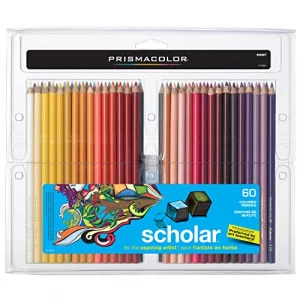 Prismacolor Scholar Colored Pencils, 60 Count - Vibrant Colors, Art Supplies, Drawing, Coloring, For Beginner Artists