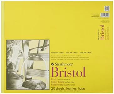 Strathmore 300 Series Bristol Paper Pad, Smooth, Tape Bound, 14x17 inches, 20 Sheets (100lb/270g) - Artist Paper for Adults and Students - Markers, P