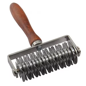 Hosmide Kitchen Baking Dough Cookie Pie Pizza Pastry Lattice Roller Cutter Baking Tool - Stainless Steel - Wood handle