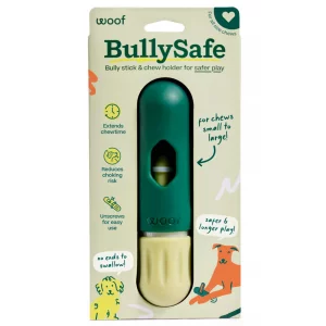 WOOF BullySafe - Bully Stick Holder - Durable Dog Chew Holder for Safe, Long-Lasting Play - Easy to Clean - No More Swallowed Ends - for Dogs 10+ lbs