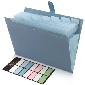 SKYDUE Expanding File Organizer with 8 Pockets, Accordion File Folders with Labels, Portable Document Paper Bill Receipt Organizer, Home College Scho