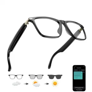 Giinova Ai Translation Smart Glasses with Chat GPT Bluetooth for Men Women with 164 Language Color-Change Lens Clear Headphone with Speaker Sunglasse