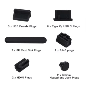 20 Pcs USB Port Cover, 6 Types Laptop Ports Cover Dust Plugs Caps for Type C/USB C, USB Female Plug, HDMI, RJ45, SD Card, Headphone Ports, Silicone U