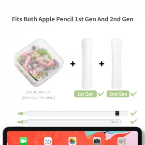 100 pcs Silicone Nib Sleeves Compatible with Apple Pencil Tips, Professional Liquid Silicone Nibs Cover Replacement for 1st & 2nd Gen/pro/USB-C, Writ