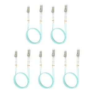 Yonwide Om3 Lc to Lc Fiber Patch Cable Multimode 0.5m (1.64 ft) 5 Pack, 10Gb Multi Mode Lc-Lc Fiber Optic Cable OM3 Duplex 50/125?m, LSZH MM Fiber 0.
