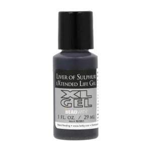 The Beadsmith XL Gel, Liver of Sulfur Extended Life Gel, 1 Fluid Ounce (29ml) Bottle, Apply a Patina Finish to Silver, Copper, and Other Metal for Ox