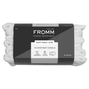 Fromm Softees Air Microfiber Lightweight Salon Hair Towels for Hairstylists, Barbers, Spa, Gym in White, 15.5