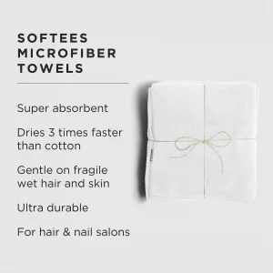Fromm Softees Air Microfiber Lightweight Salon Hair Towels for Hairstylists, Barbers, Spa, Gym in White, 15.5