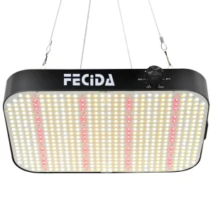 FECiDA 600W Equivalent LED Grow Light, 65W True Power Full Spectrum Plant Light, 0100% Dimmable, Daisy Chain, Quiet Cooling Fan for Indoor Plants Se