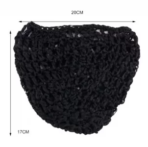 Tubi Mesh Crochet Hair Net Knit Snood Hat Thick Short Women Hairnet Wrap Doobie Snoods Cover Ornament for Sleeping (Black)