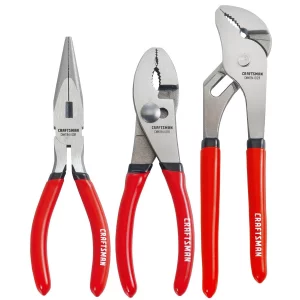 CRAFTSMAN Pliers Set, 3 Piece Set, Long Nose, Slip Joint, 8 Inch Groove (CMHT84103R)