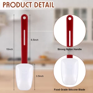 Lanties Set of 3 High Temp Silicone Spatulas Heat Resistant Rubber Commercial Heavy Duty Silicone Scraper Spatula with Handle for Kitchen Baking Cook