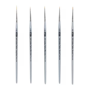 ZEM Brush Golden Taklon Miniature Detail Artist Brush Set Long Liner 20/0, Mini Liners 20/0, 10/0, Details 10/0, 5/0
