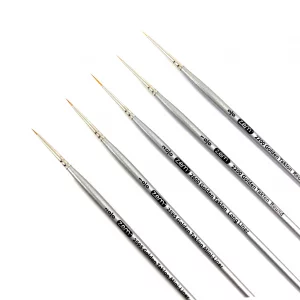 ZEM Brush Golden Taklon Miniature Detail Artist Brush Set Long Liner 20/0, Mini Liners 20/0, 10/0, Details 10/0, 5/0