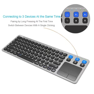 Arteck Universal 2.4G Wireless and Bluetooth Touch TV Keyboard Multi-Device with Easy Media Control and Build-in Touchpad Keyboard for Smart TV, TV B