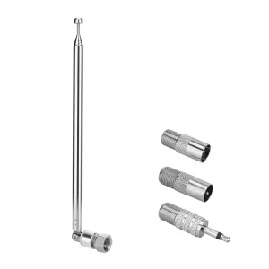 ENUODA 75 Ohm Replacement FM Radio Antenna - 7 Sections Telescopic Antenna, 17-75.8cm,F Type Male Plug Connector with Adapter for Table Top Radio HiF