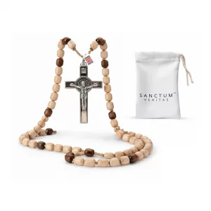SANCTUM VERITAS Catholic Rosary Necklace | Large Bead Italian Rosary, Christian Prayer Beads for Car Mirror Decor, First Communion Religious Gift for