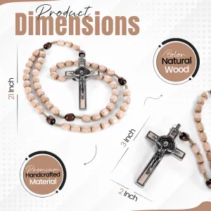 SANCTUM VERITAS Catholic Rosary Necklace | Large Bead Italian Rosary, Christian Prayer Beads for Car Mirror Decor, First Communion Religious Gift for