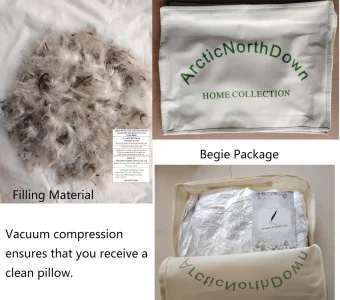 ArcticNorthDown Goose Down Feather Bed Pillows for Sleeping Hotel Collection Queen Pair Pillows Stripe White Queen Set of 2 Pillows