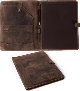 Geniune Leather Portfolio, Binder, Business Portfolio for Men and Women, Leather Padfolio, Document Card Holder, Resume Folder, Business Padfolio for