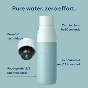 LARQ Bottle PureVis 17 oz - Self-Cleaning and Insulated Stainless Steel Water Bottle with UV Water Purifier and Award-winning Design | Reusable & Tra