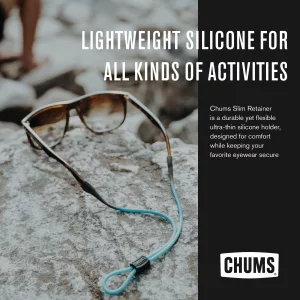 Chums Slim Retainer - Adjustable Eyewear Keeper - Thin Silicone Safety Eyewear Retainer for Women & Men (Black)