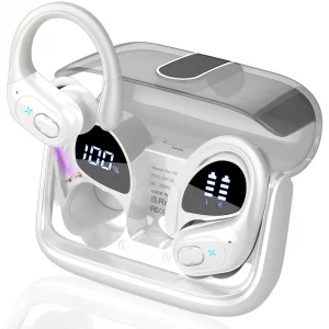 Wireless Earbuds 75hrs Bluetooth 5.4 Headphone Sport, 2026 Bluetooth Earbuds Stereo Deep Bass Over Ear Bud with Earhooks, ENC Noise Cancelling Mic, I