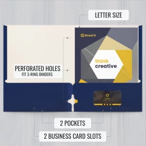 Better Office Products Two Pocket Portfolio Folders, 50-Pack, Blue, Letter Size Paper Folders, 50 Pieces, Blue