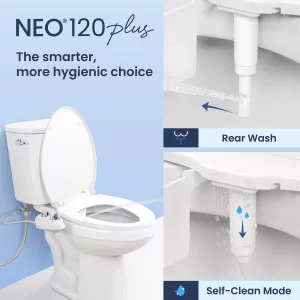 LUXE Bidet NEO 120 Plus - Single Nozzle, Non-Electric Bidet Attachment for Toilet Seat, Patented Slide-In Install, 360 Self-Clean, EZ-Lift to Clean,