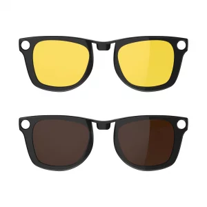 HIBLOKS 2Pcs Polarized Clip for RayBan Meta Wayfarer RW4006 & Gen 2 RW4012 Regular (50-22), Shiny Black Frame Discoloration Clip for RayBan Meta Gen